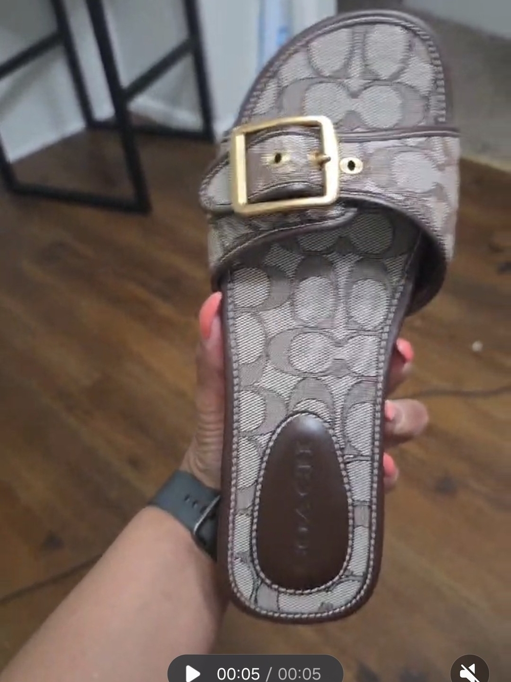 Coach Signature Buckle Strap Sandal Brown & Gray